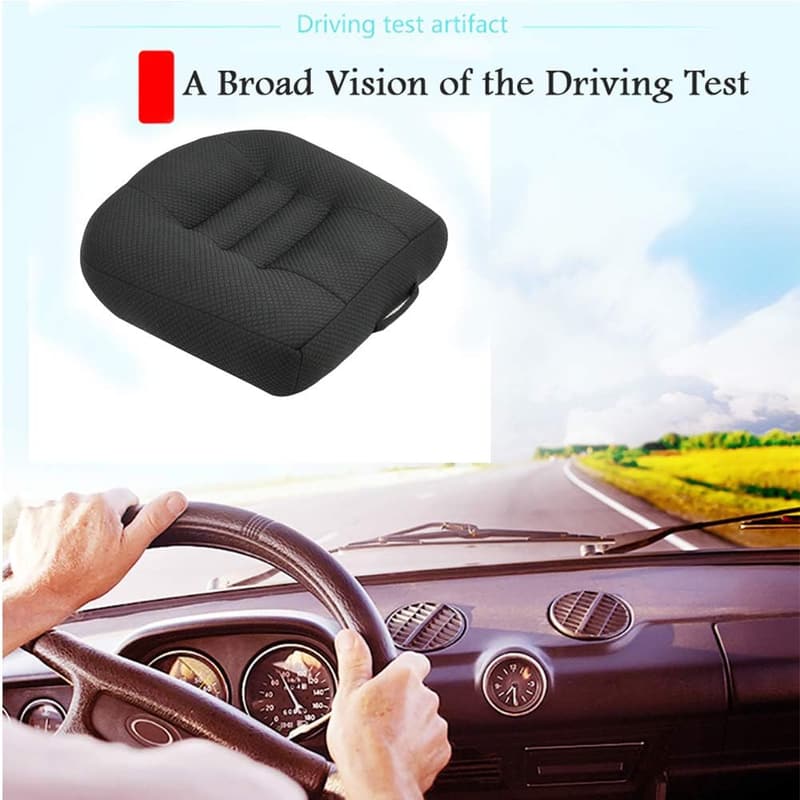 Height-Boosting Car Seat Cushion for Fatigue Relief (Black)