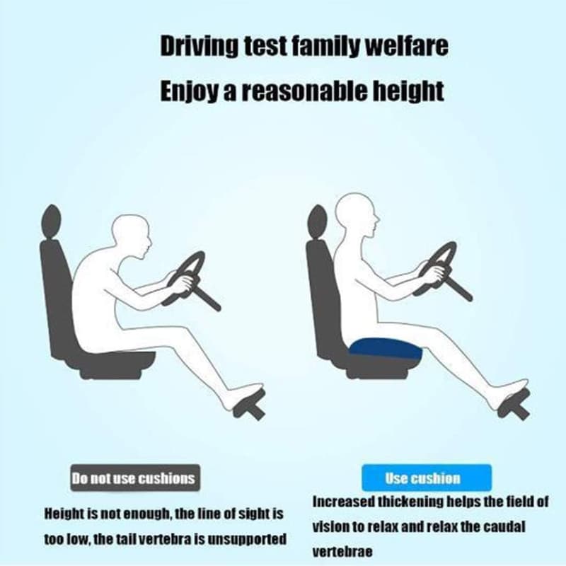 Height-Boosting Car Seat Cushion for Fatigue Relief (Black)