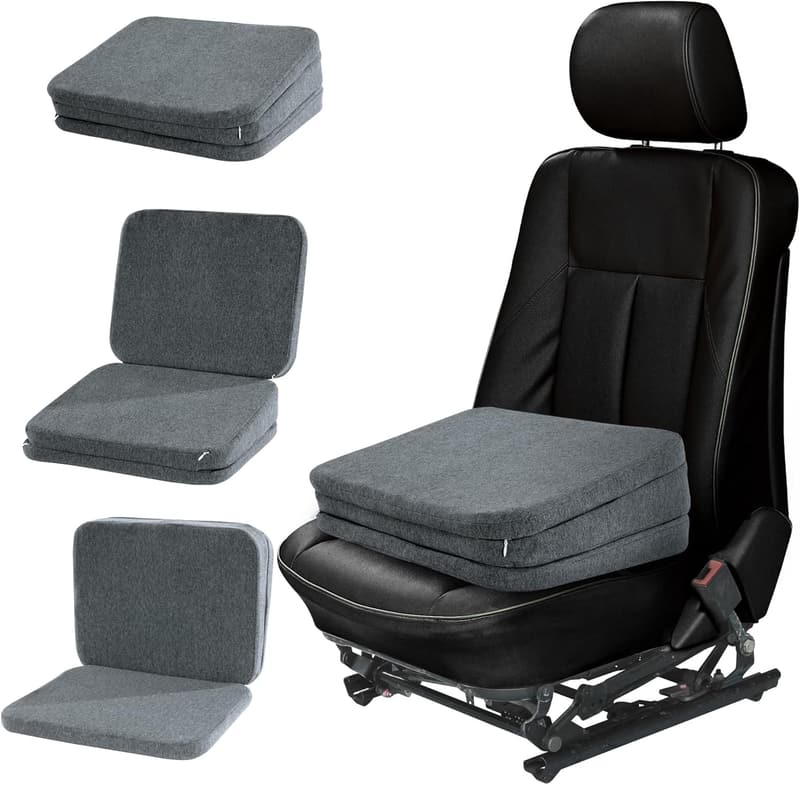 Adjustable Car Booster Seat Cushion for Short Drivers, Grey