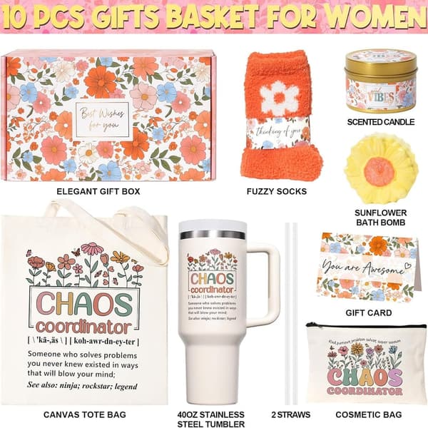 Administrative Professionals Day Gift: 40 OZ Tumbler & Tote Bag for Women