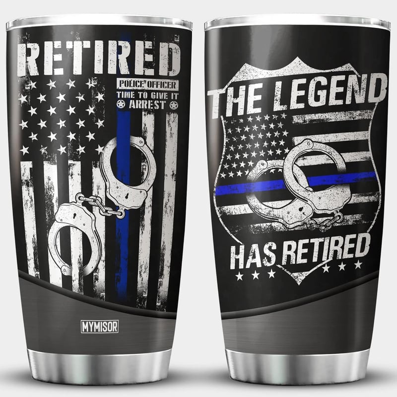 Retirement Tumbler for Police Officers - Blue Line Insulated Gift