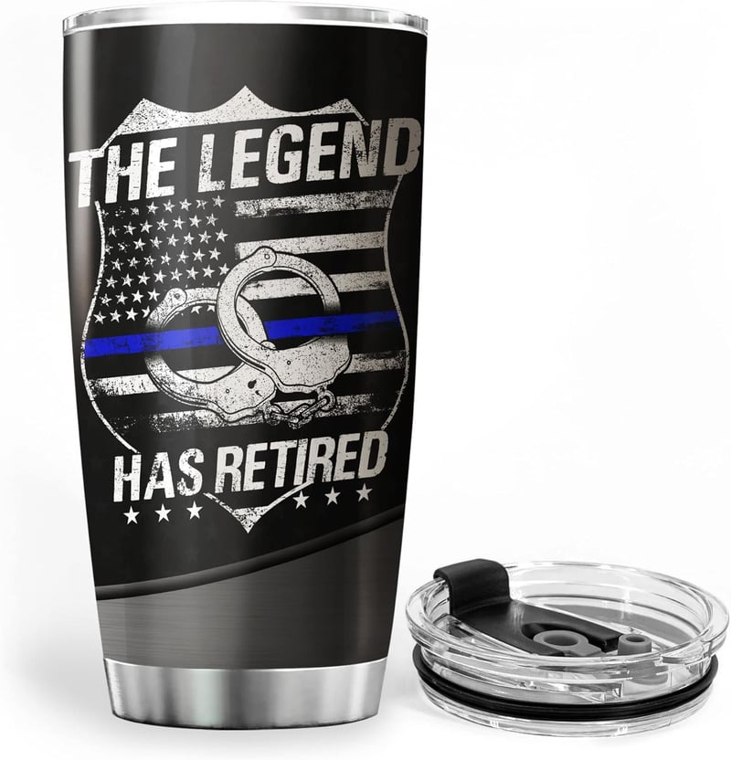 Retirement Tumbler for Police Officers - Blue Line Insulated Gift