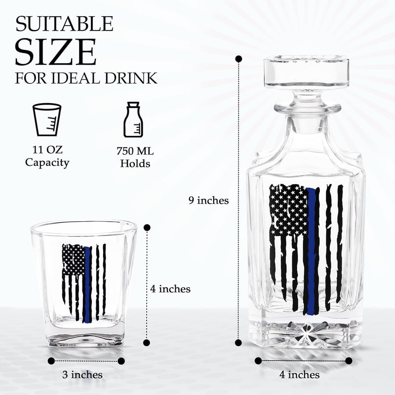 Father's Day Police Officer Whiskey Decanter Set with Glasses