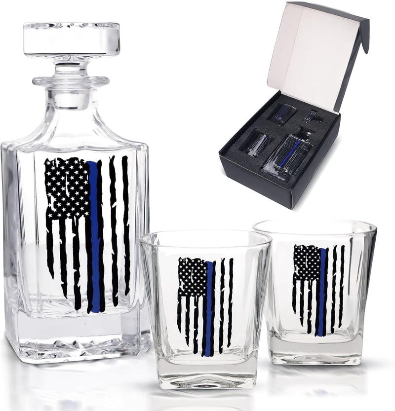 Father's Day Police Officer Whiskey Decanter Set with Glasses