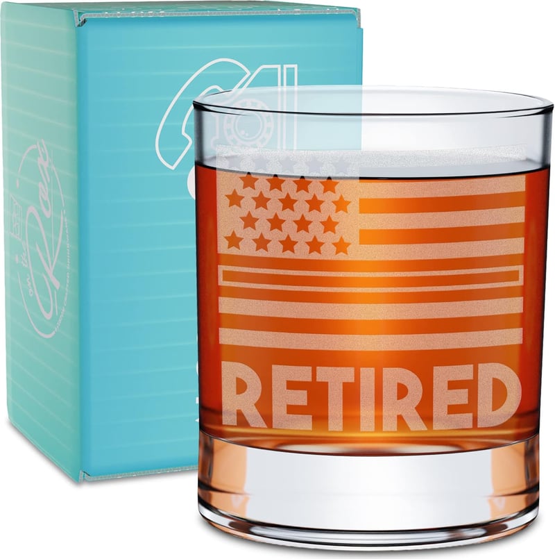 Thin Blue Line Engraved Glass - Retirement Gift for Police Officers