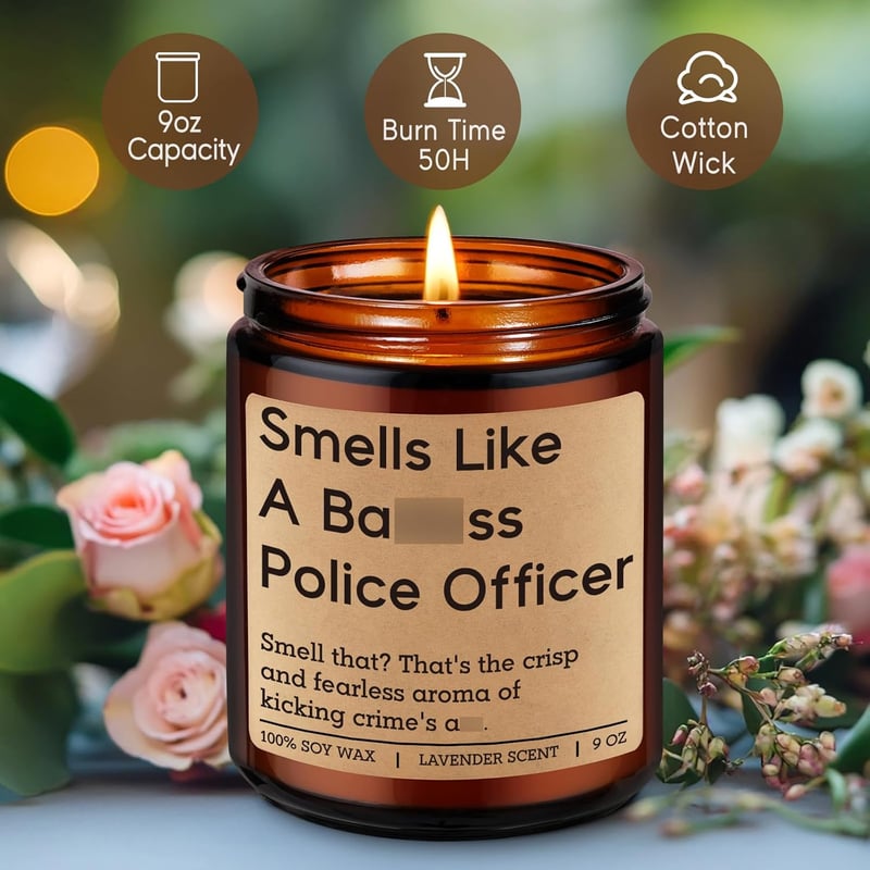 Police Academy Graduation Cop Candle – Funny Gift for New Officers