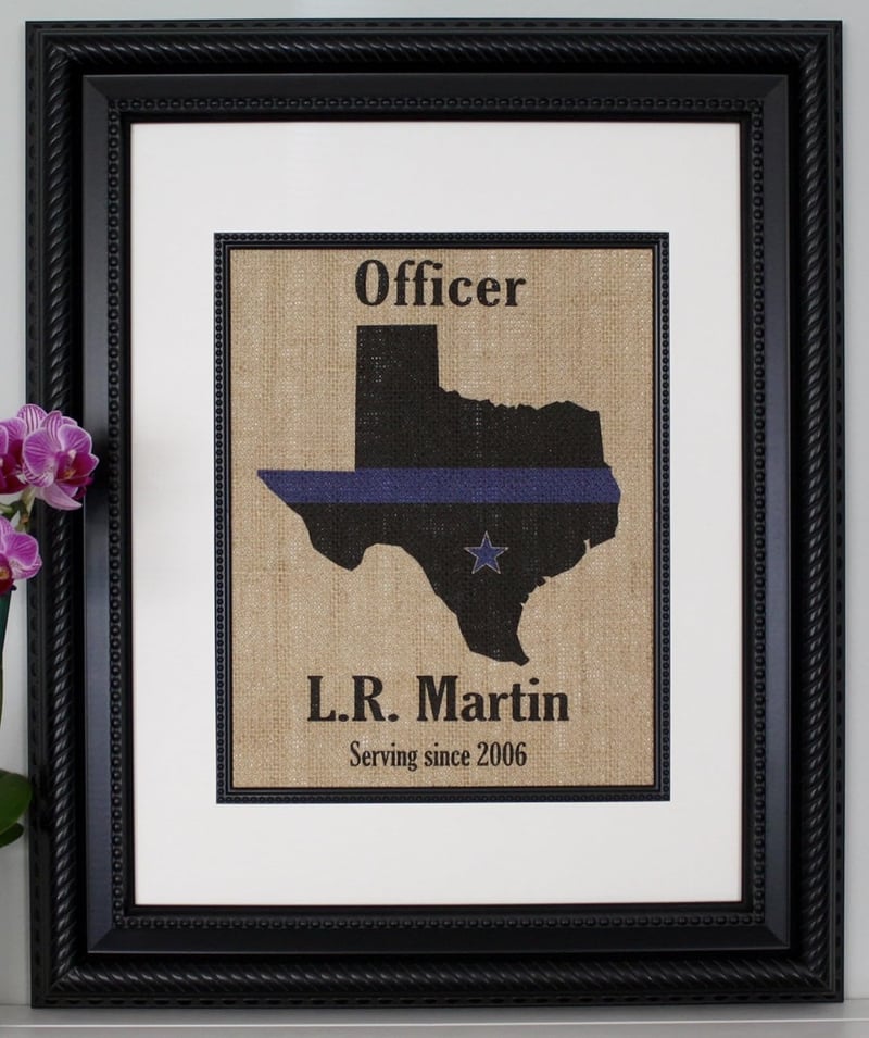 Personalized Thin Blue Line Flag Wall Decor for Law Enforcement