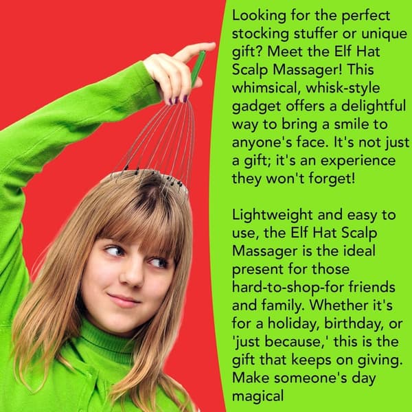 Christmas Scalp Massager Gift Set - Stocking Stuffer for Adults