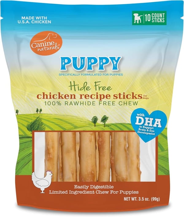All-Natural Rawhide-Free Chicken Puppy Treats - 10 Pack