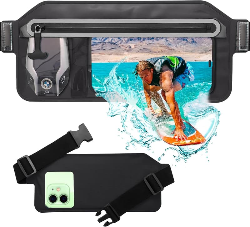 Waterproof Phone Pouch with Adjustable Waist Strap for Beach & Boating