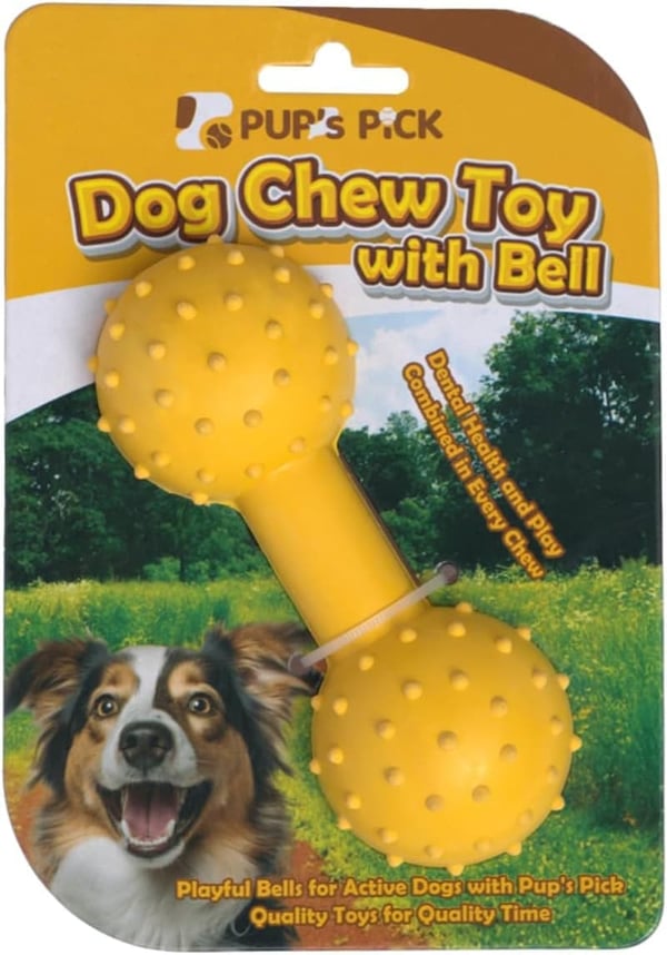 Indestructible Dog Chew Toy with Bell - Natural Rubber for Puppies