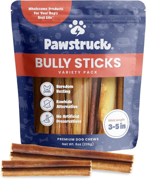 Natural Bully Sticks for Small Dogs – 100% Real Beef, 8 oz Bag