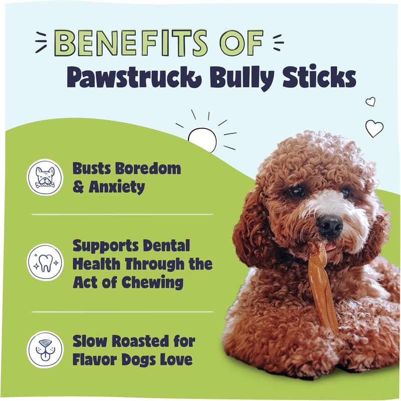 Natural Bully Sticks for Small Dogs – 100% Real Beef, 8 oz Bag