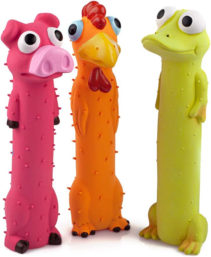 Interactive 3-Pack Squeaky Latex Dog Toys for Small/Medium Dogs