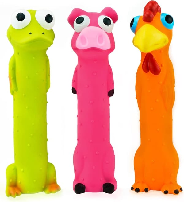 Interactive 3-Pack Squeaky Latex Dog Toys for Small/Medium Dogs