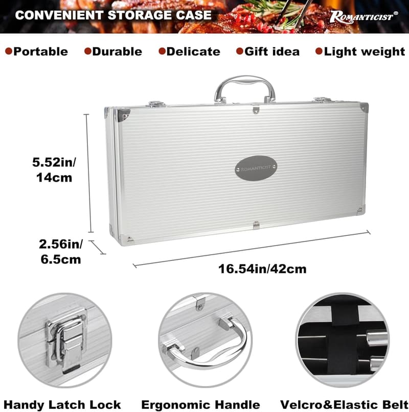 Father's Day BBQ Grill Tool Set - 20pc Heavy Duty Accessories
