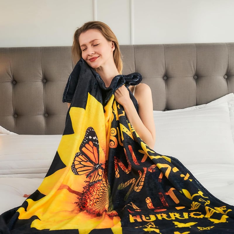 Sunflower Blanket Gift for Sister's Birthday or Christmas