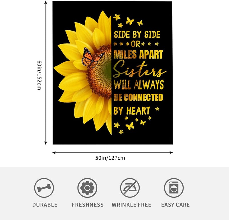 Sunflower Blanket Gift for Sister's Birthday or Christmas