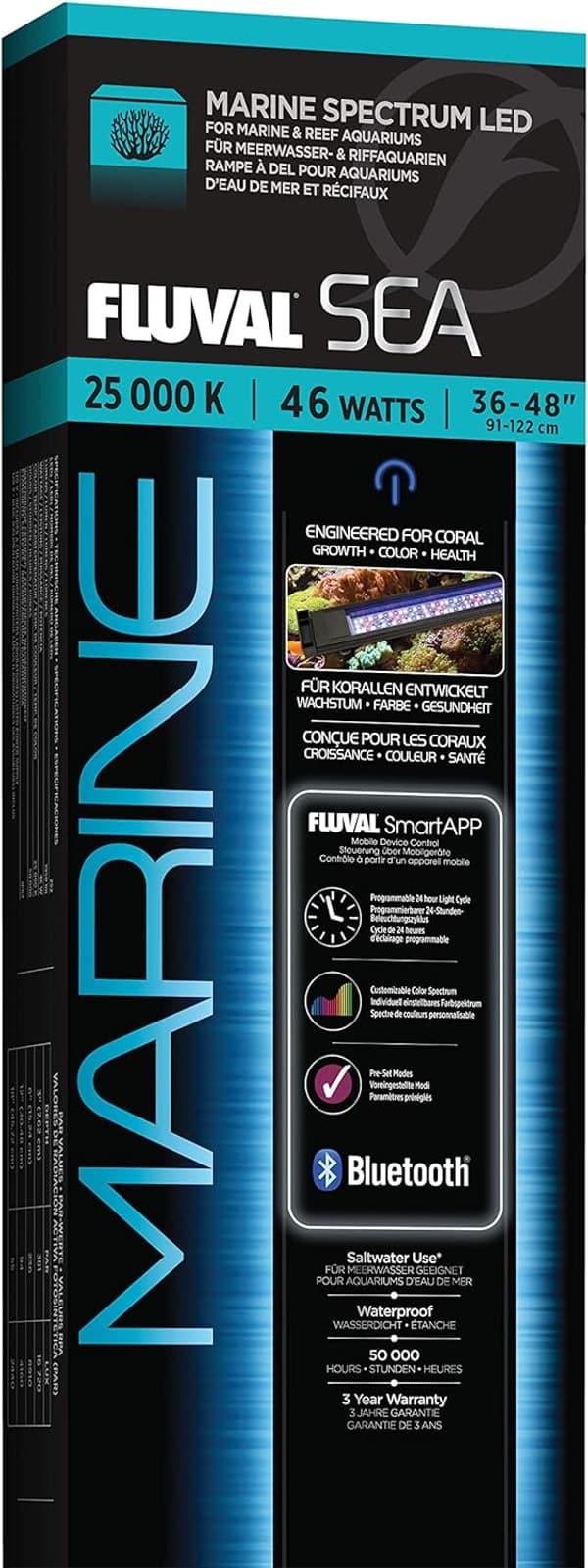 Fluval Sea Marine 3.0 LED Coral Growth Light, 46 Watts, 36-46