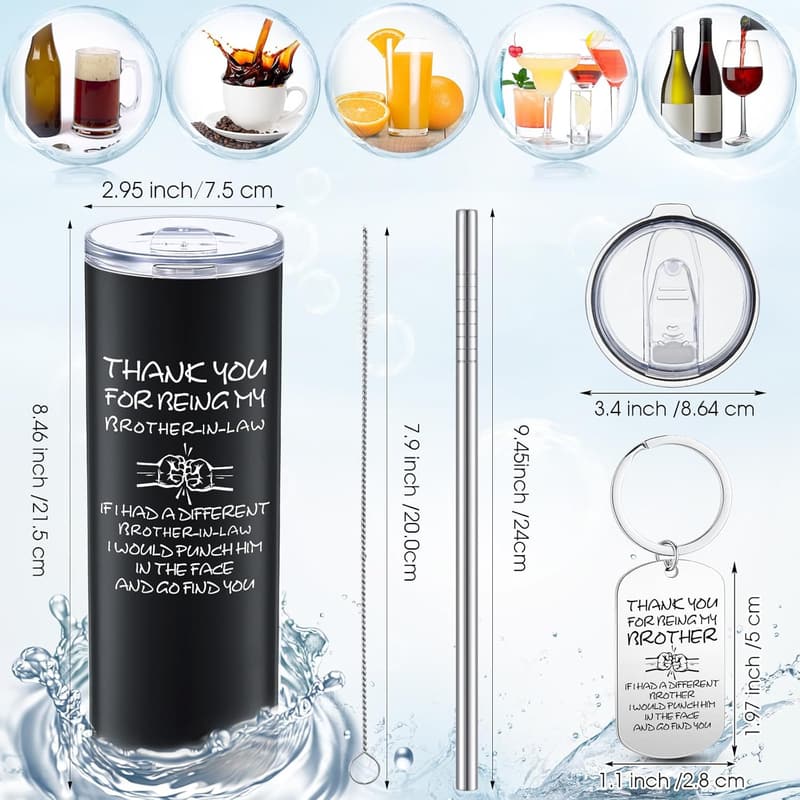 Brother-in-Law Gift Set: 20 oz Tumbler, Keychain & Journal