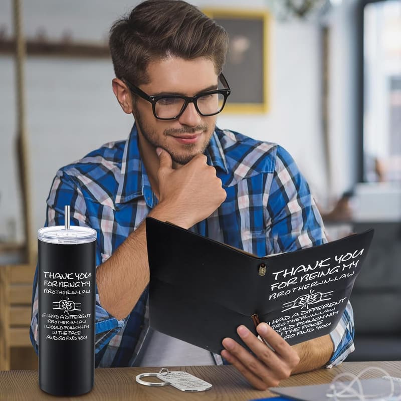 Brother-in-Law Gift Set: 20 oz Tumbler, Keychain & Journal