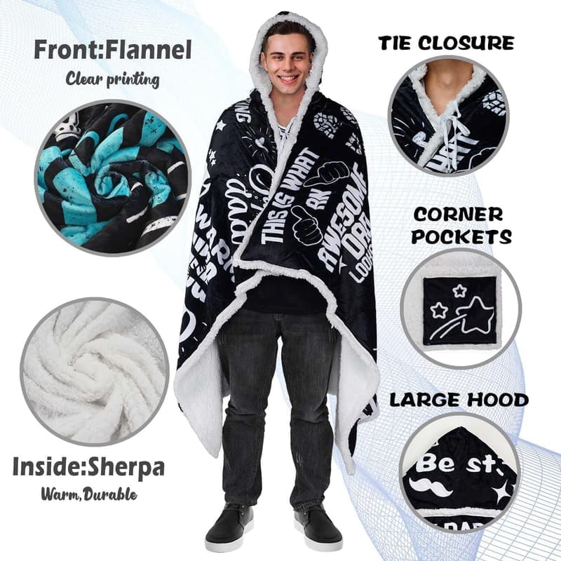 Coolest Dad Birthday Gift - Sherpa Wearable Blanket Hoodie