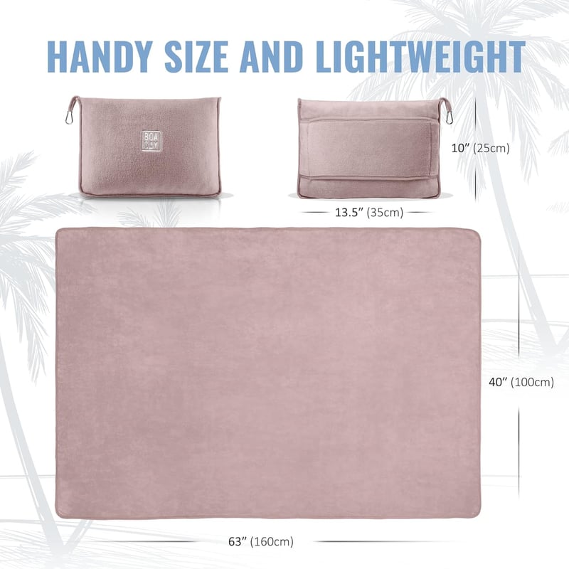Travel Blanket with Pillow Sleeve - Compact for Airplane & Car