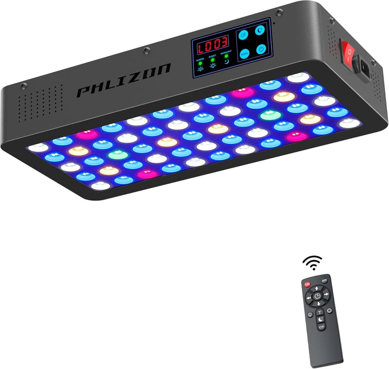 Dimmable 165W LED Aquarium Light with Temperature Monitor