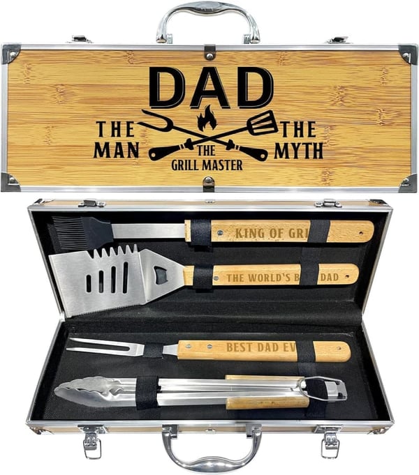 Father's Day BBQ Grill Accessories Set with Stainless Steel Tools