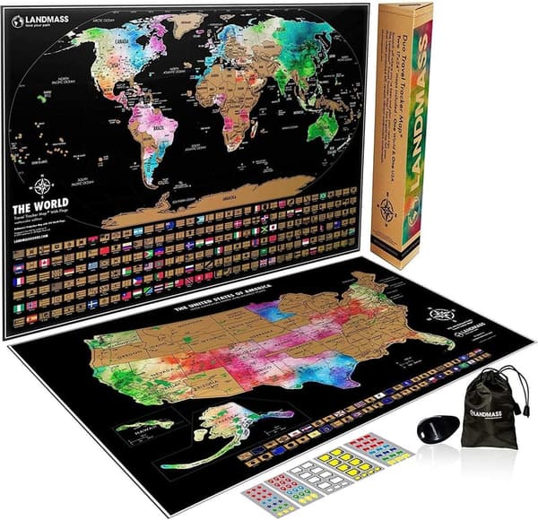 Scratch Off World Map Poster with USA Map - Travel Tracker Wall Art