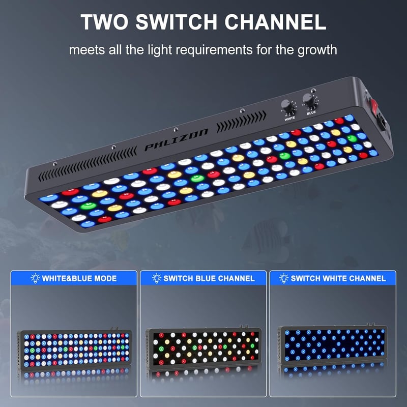 300W Dimmable Full Spectrum LED Aquarium Light for Fish Tanks