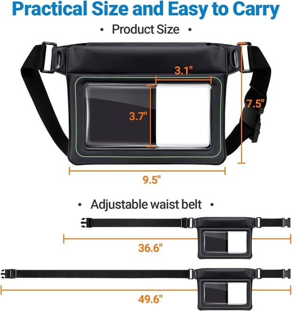 Waterproof Fanny Pack with 35oz Buoyancy - 2 Pack