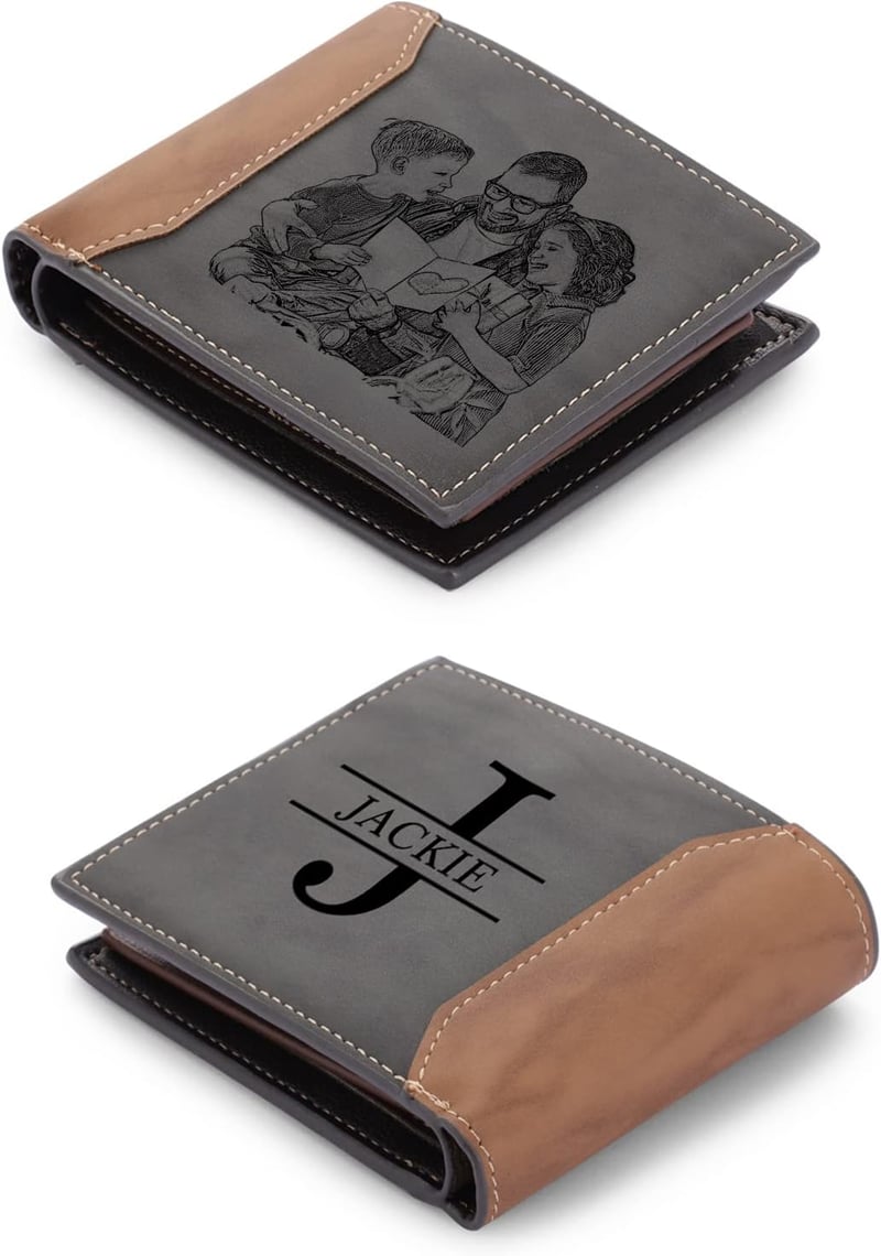 Personalized Photo Wallet for Dad - Custom Engraved Bifold
