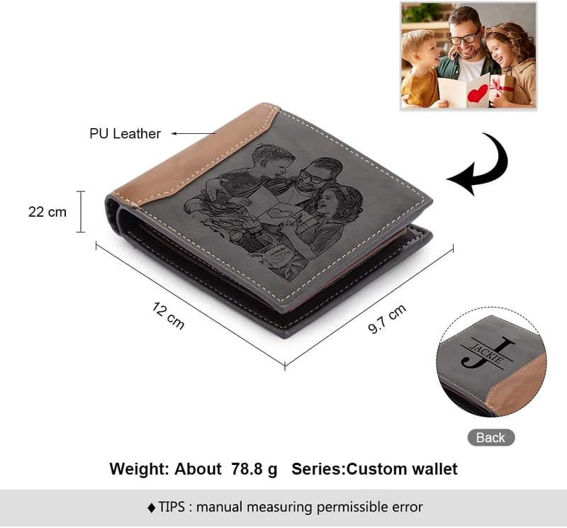 Personalized Photo Wallet for Dad - Custom Engraved Bifold