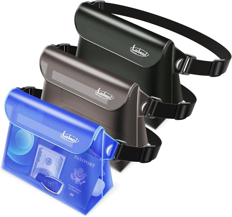 Waterproof Phone Pouch 3-Pack with Waist Strap for Beach Activities