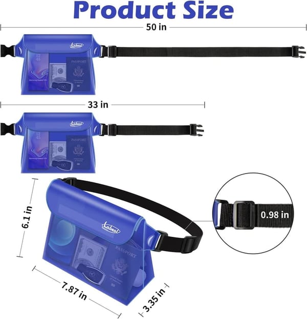 Waterproof Phone Pouch 3-Pack with Waist Strap for Beach Activities