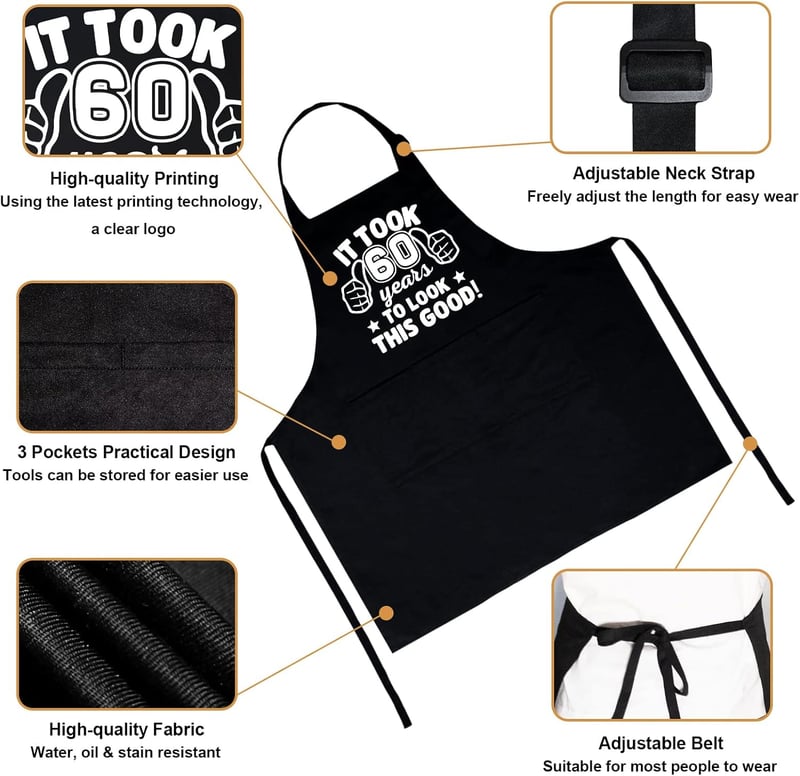 Men's Chef Apron with 3 Pockets - Perfect Birthday Gift