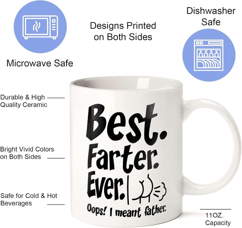 Funny Father's Day Ceramic Coffee Mug - 11oz Gift for Dad