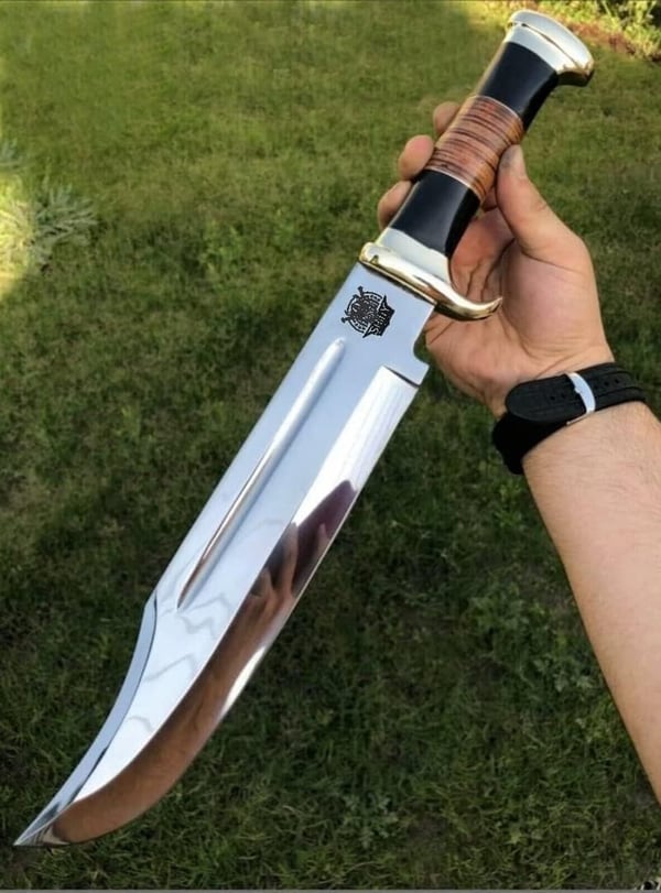 Handmade Crocodile Dundee Bowie Knife with Leather Sheath