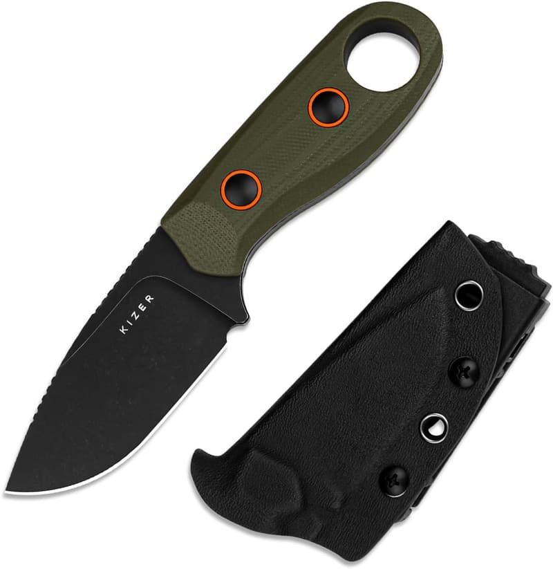 Kizer Beaver EDC Fixed Blade Knife with Olive Green Handle