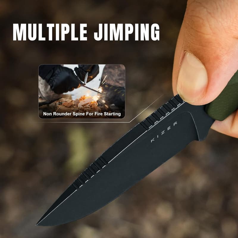 Kizer Beaver EDC Fixed Blade Knife with Olive Green Handle