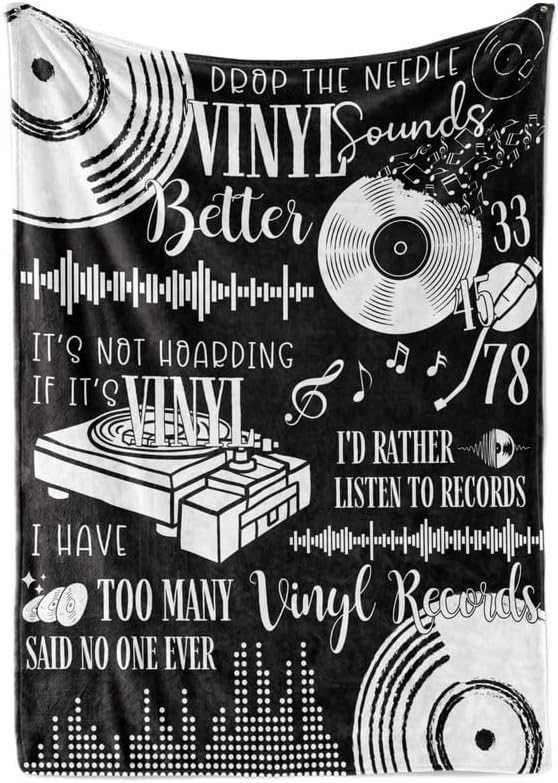Personalized Flannel Blanket for Vinyl Record Lovers
