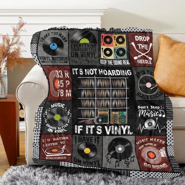 Vinyl Record Blanket for Music Lovers - Soft Throw (60”x50”)