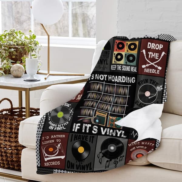 Vinyl Record Blanket for Music Lovers - Soft Throw (60”x50”)