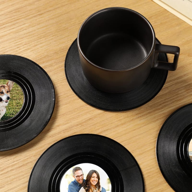 Personalized Vinyl Record Coasters - Set of 6 for Music Lovers