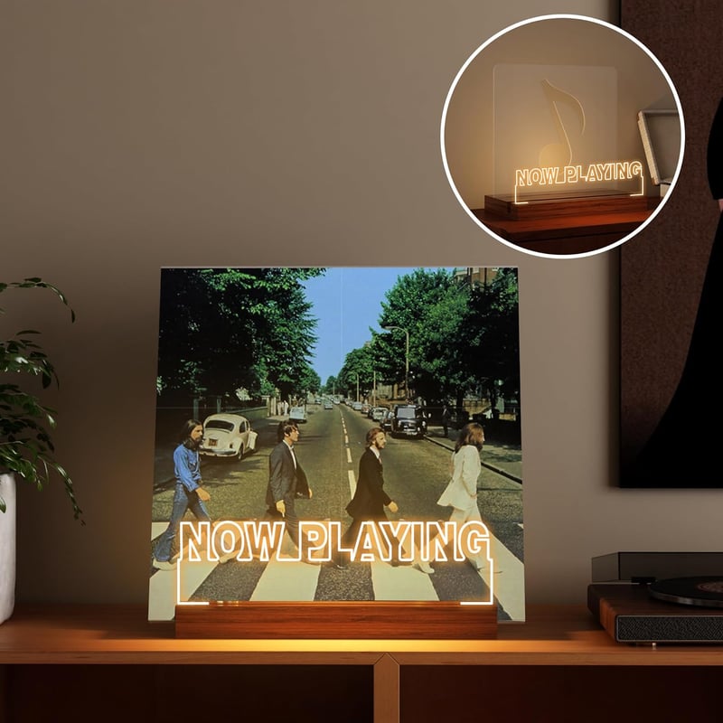 Vinyl Record Stand with LED Light Display
