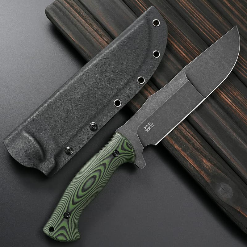 Fixed Blade Knife for Camping - AUS-10 Steel, G10 Handle