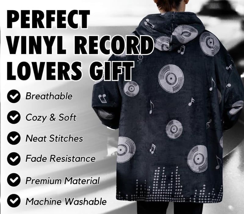 Vinyl Record Blanket Hoodie Gift for Music Lovers