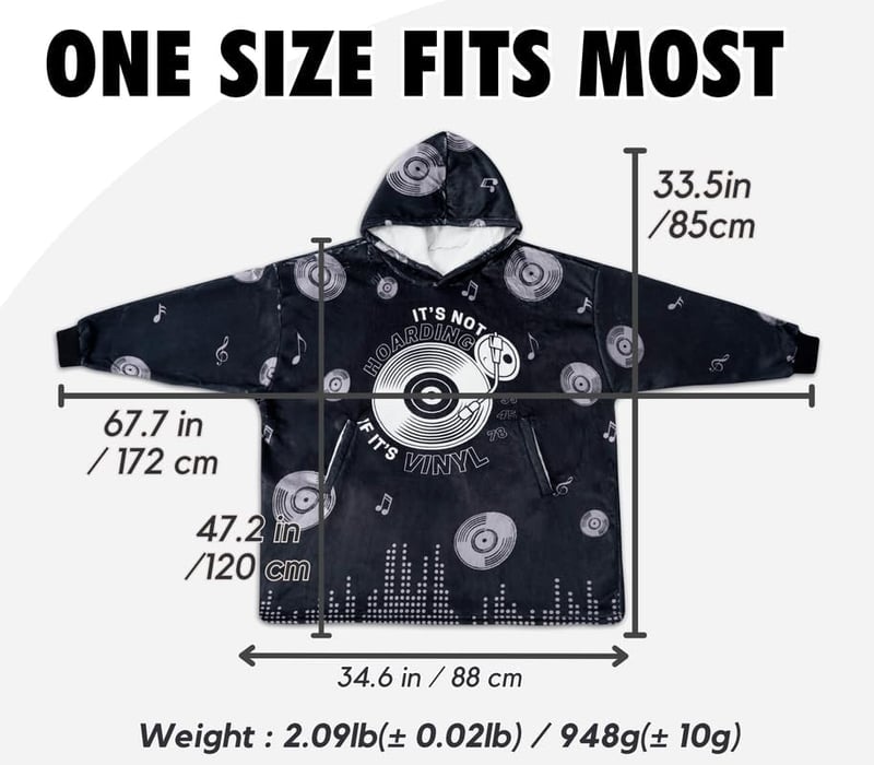 Vinyl Record Blanket Hoodie Gift for Music Lovers