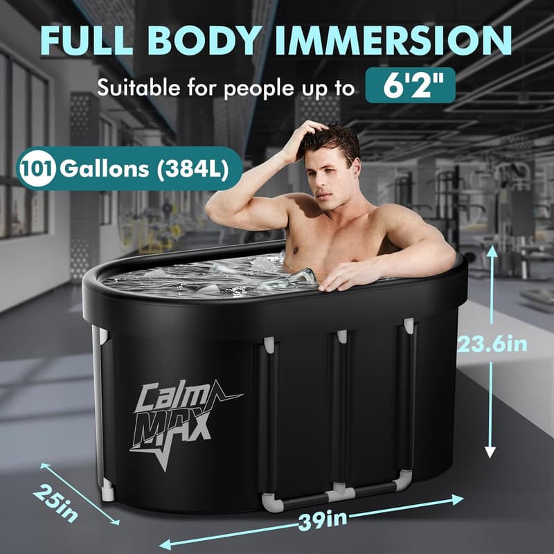 XL Portable Ice Bath Tub with Cover for Cold Therapy - 130 Gal